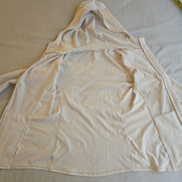 Fabletics Tech Knit Bone White Full Zip Hoodie - Picture 10 of 12
